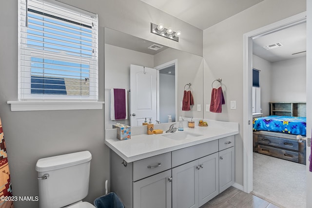 bathroom with toilet and vanity