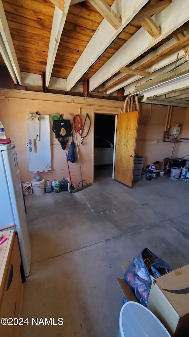 interior space with fridge