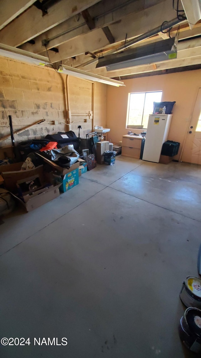 interior space with white fridge