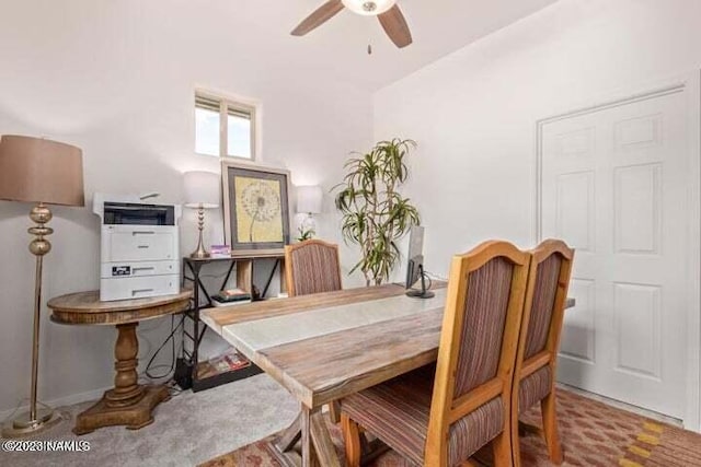 dining room featuring ceiling fan