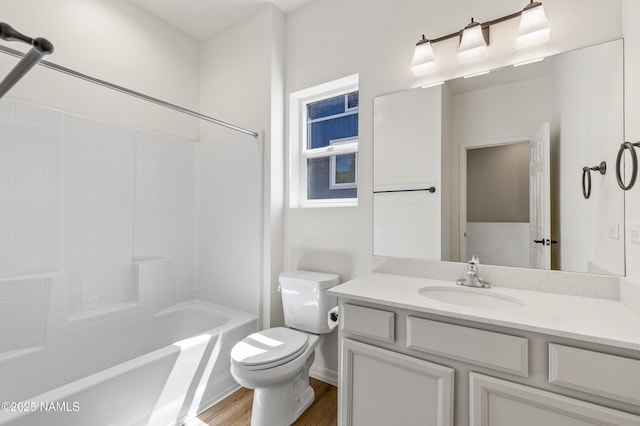 5026 E Retreat Cir, Flagstaff, AZ 86004 - bathroom featuring vanity, wood finished floors, and bathtub / shower combination