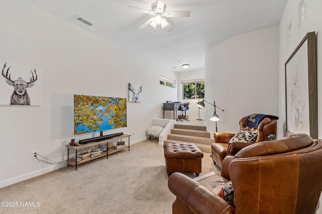 4759 W Quick Draw, Flagstaff, AZ 86005 - carpeted living room featuring baseboards and ceiling fan