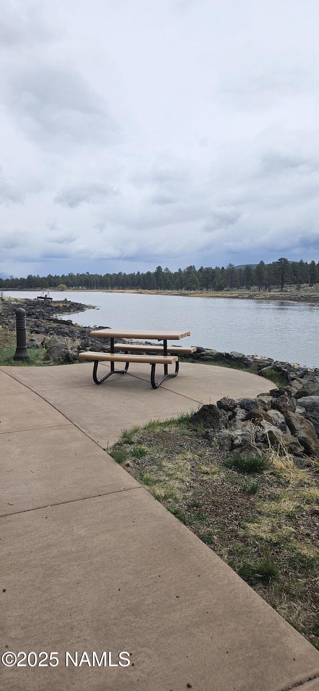 view of community featuring a water view