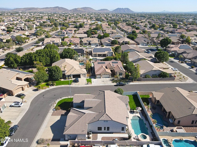 aerial view with a mountain view