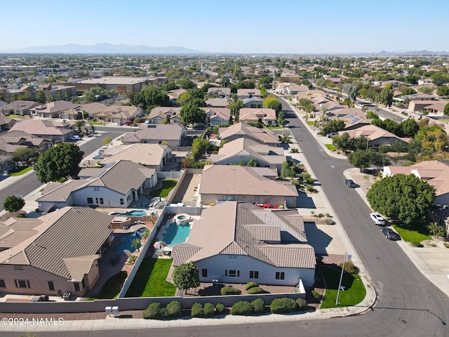 aerial view with a mountain view