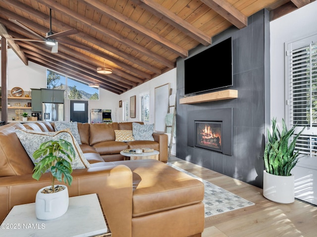 6205 N Country Club Dr, Flagstaff, AZ 86004 - living area featuring wood finished floors, a fireplace, and wood ceiling