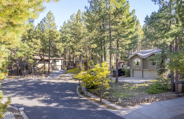 view of front of home with concrete driveway and an attached garage