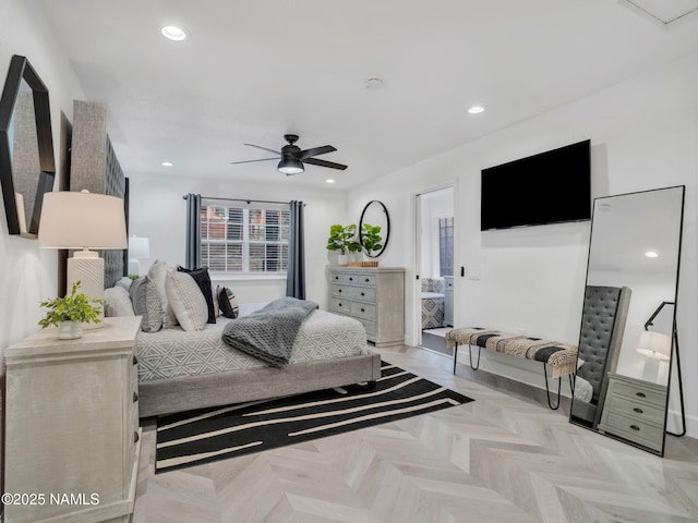 6136 E Abineau Canyon Dr, Flagstaff, AZ 86004 - bedroom with recessed lighting and ceiling fan