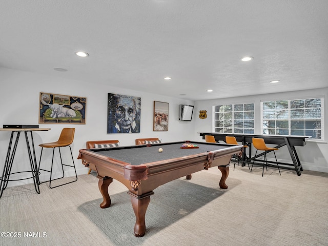 6136 E Abineau Canyon Dr, Flagstaff, AZ 86004 - rec room featuring billiards, recessed lighting, carpet floors, and baseboards