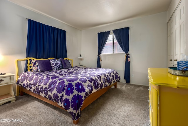 bedroom with a closet and carpet