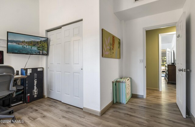 office area featuring hardwood / wood-style flooring