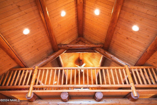 details featuring wood ceiling and beamed ceiling