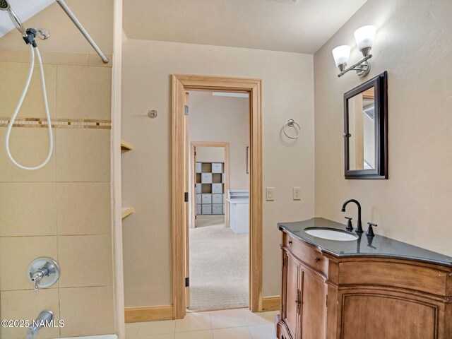 284 E Foothill Trl, Williams, AZ 86046 - bathroom with vanity, baseboards, washtub / shower combination, and tile patterned flooring