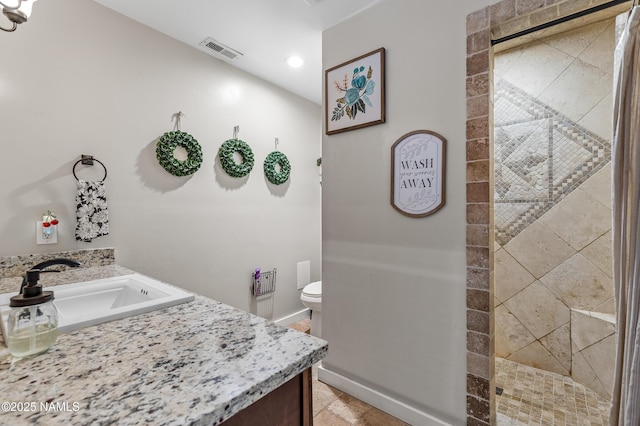 3425 W Mountain Dr, Flagstaff, AZ 86001 - full bathroom with vanity, tiled shower, and recessed lighting