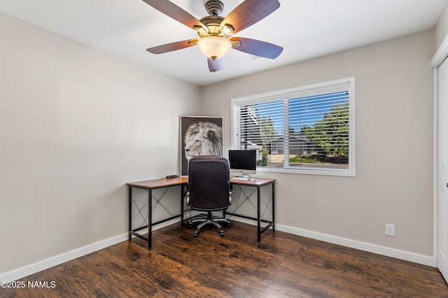 3425 W Mountain Dr, Flagstaff, AZ 86001 - home office with wood finished floors and a ceiling fan