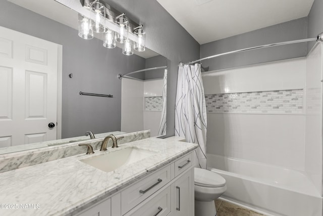 1536 N Foxglenn St, Flagstaff, AZ 86004 - bathroom with toilet, tile patterned flooring, shower / bath combination with curtain, and vanity