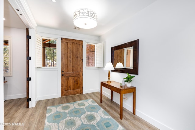 foyer with light hardwood / wood-style floors