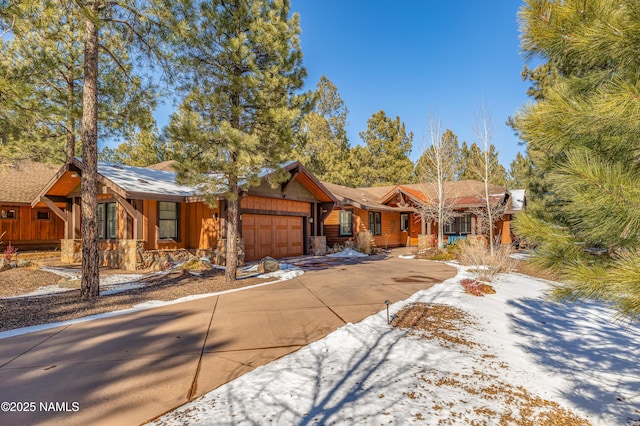 view of front of property with a garage