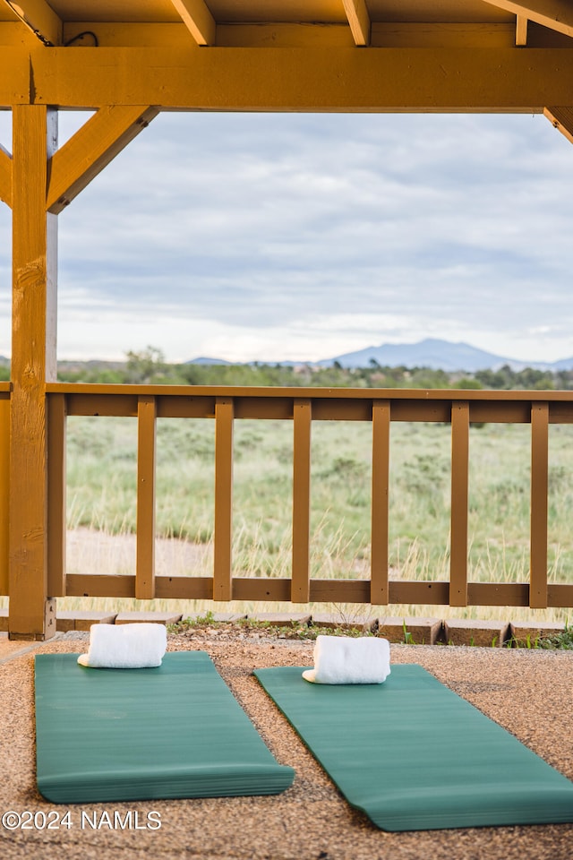 exterior space with a mountain view