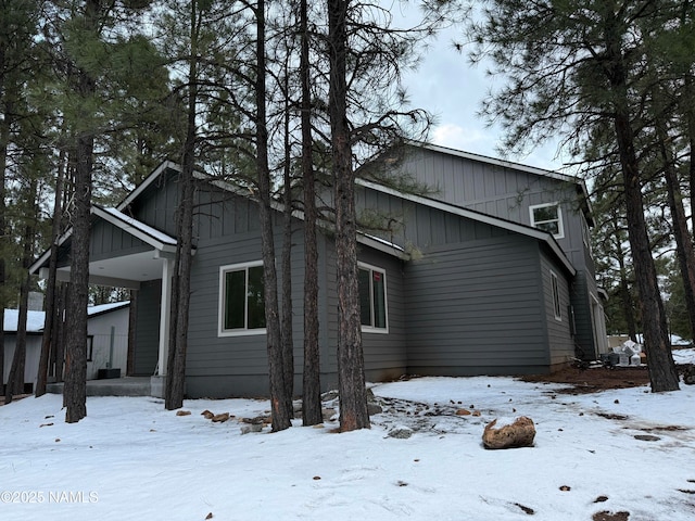 exterior space with board and batten siding