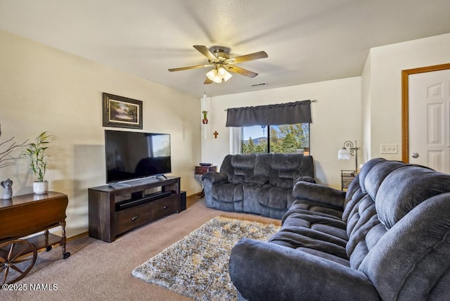 11280 N Zady Ln, Flagstaff, AZ 86004 - living area with a ceiling fan, visible vents, and carpet floors