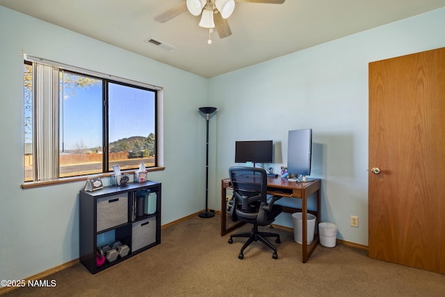 11280 N Zady Ln, Flagstaff, AZ 86004 - carpeted office space featuring visible vents, baseboards, and ceiling fan