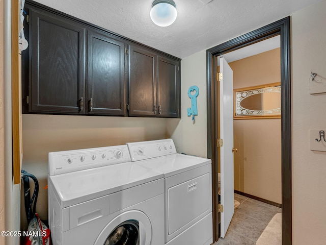 3114 N Connor St, Flagstaff, AZ 86004 - laundry area with cabinet space, independent washer and dryer, a textured ceiling, and light tile patterned floors