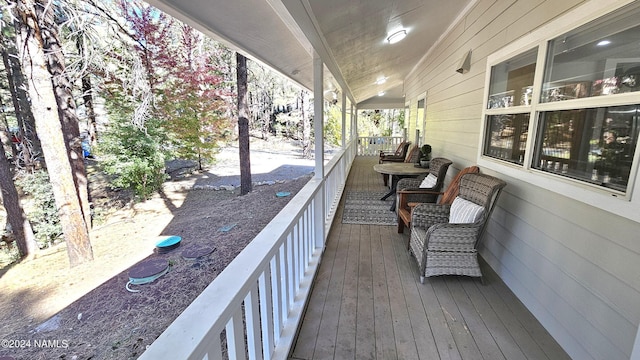 deck with covered porch