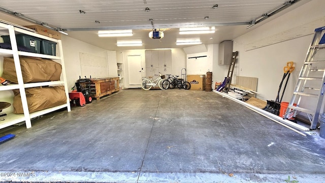 garage with a garage door opener