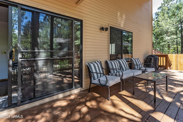 335 Sandia Cir, Munds Park, AZ 86017 - wooden deck featuring an outdoor living space