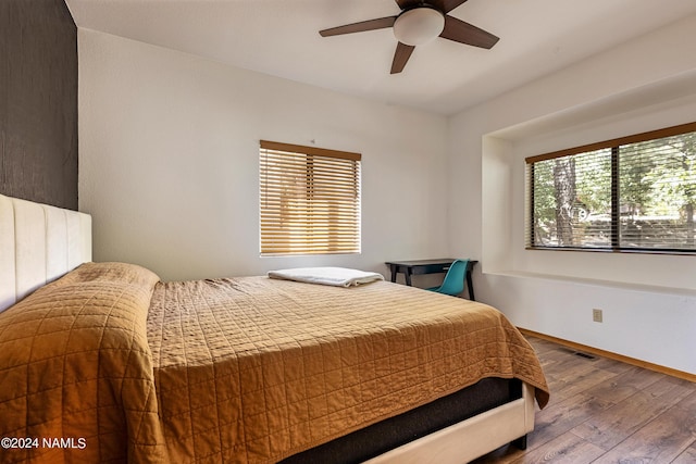 335 Sandia Cir, Munds Park, AZ 86017 - bedroom featuring wood finished floors and a ceiling fan