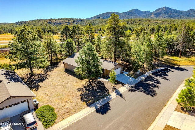 bird's eye view with a mountain view