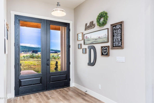 6552 Kelsey Springs Way, Flagstaff, AZ 86001 - entryway with french doors, baseboards, and light wood-type flooring