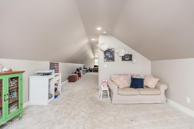 6552 Kelsey Springs Way, Flagstaff, AZ 86001 - game room with carpet, lofted ceiling, baseboards, and recessed lighting