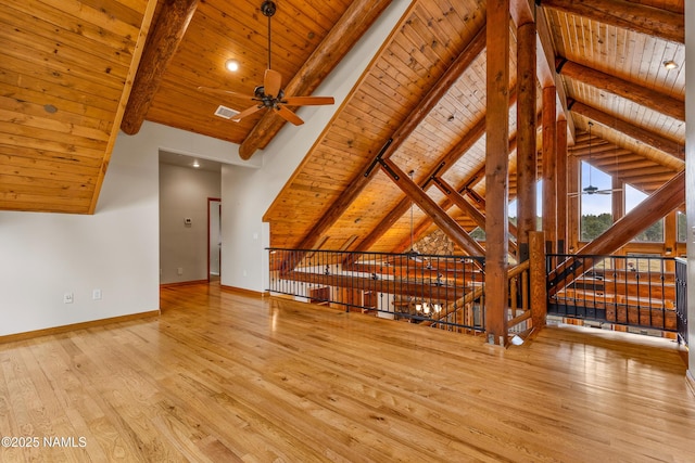 4536 Brackin Ranch Rd, Flagstaff, AZ 86001 - bonus room featuring ceiling fan, wooden ceiling, baseboards, and hardwood / wood-style floors