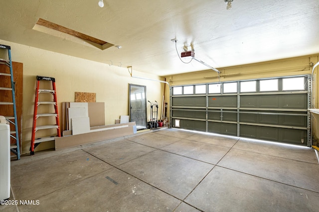 garage with a garage door opener