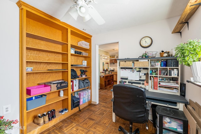 home office featuring a ceiling fan