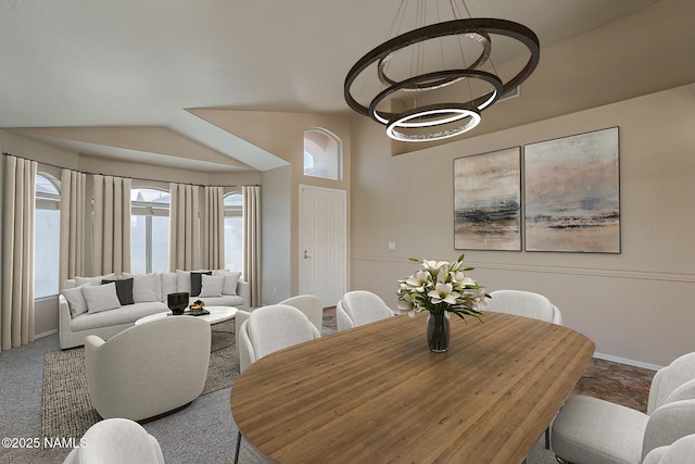18525 N 85th Ave, Peoria, AZ 85382 - dining room with healthy amount of natural light, a chandelier, and vaulted ceiling