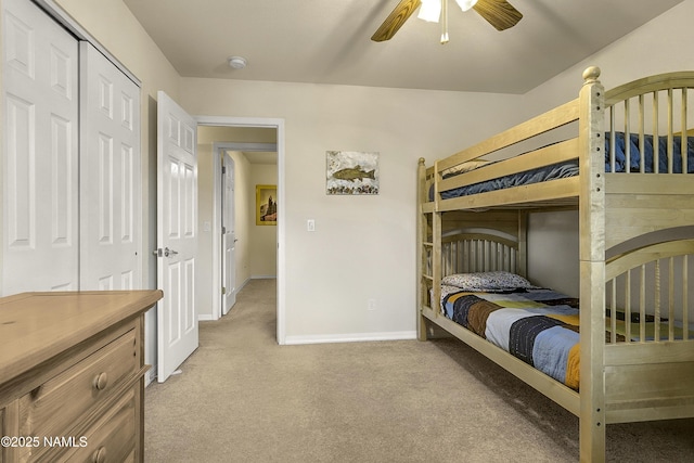 2545 N Broken Circle Rd, Flagstaff, AZ 86004 - bedroom with light carpet, baseboards, and ceiling fan