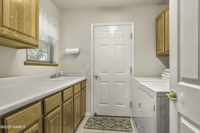 2545 N Broken Circle Rd, Flagstaff, AZ 86004 - laundry room featuring cabinet space, washing machine and clothes dryer, and light tile patterned floors