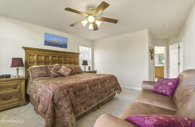 2545 N Broken Circle Rd, Flagstaff, AZ 86004 - bedroom with light carpet, baseboards, and ceiling fan