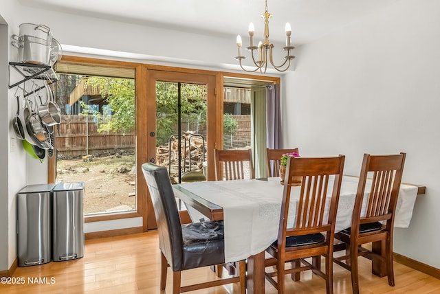 2606 N Fremont Blvd, Flagstaff, AZ 86001 - dining area with a chandelier, wood finished floors, and baseboards