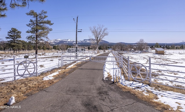 view of road with a mountain view