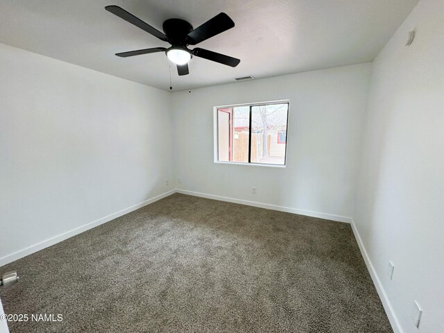 1807 N Main St, Flagstaff, AZ 86004 - empty room featuring dark colored carpet, a ceiling fan, baseboards, and visible vents