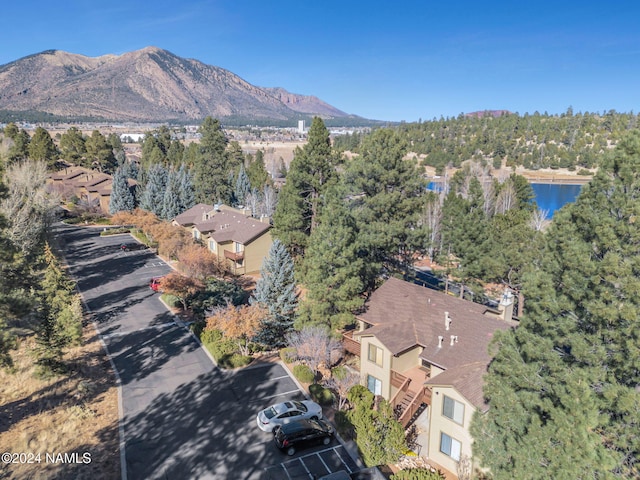 bird's eye view with a mountain view