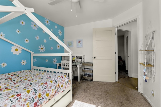 9654 Heritage Dr, Flagstaff, AZ 86004 - carpeted bedroom featuring ceiling fan