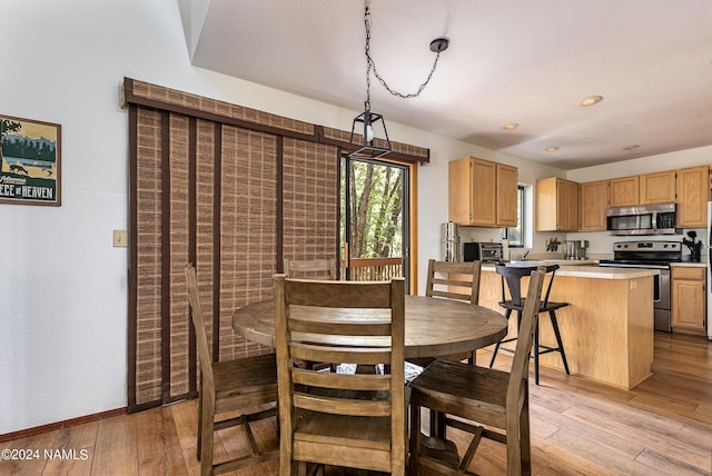 dining space featuring light hardwood / wood-style floors