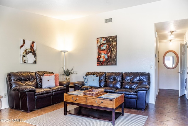 view of tiled living room