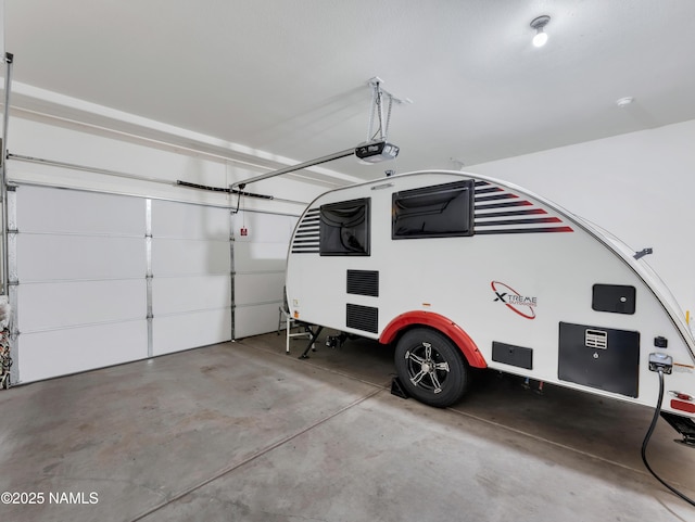 garage with a garage door opener