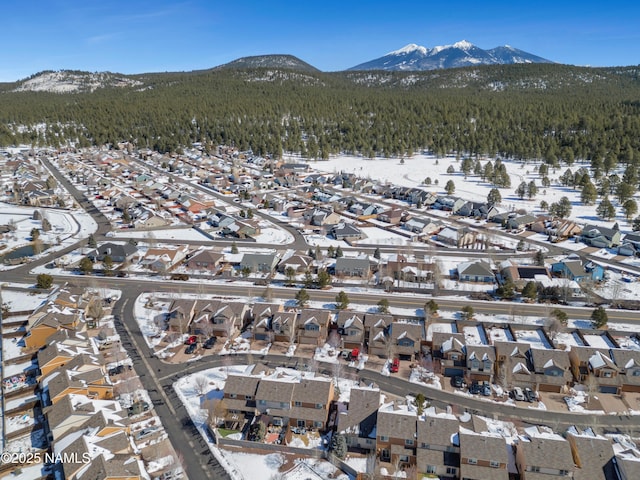 bird's eye view featuring a mountain view and a residential view